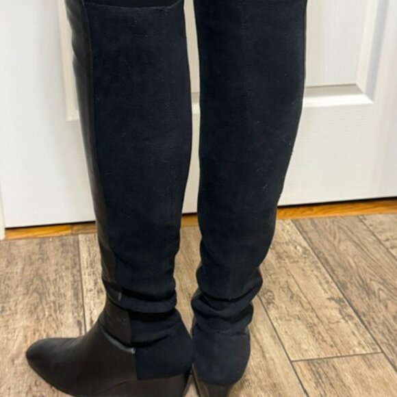 Stuart Weitzman Blaire over the knee black leather Wedge boots size 9 - Picture 5 of 16